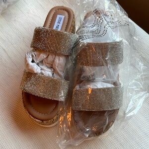 Steve Madden, cork and rhinestone, heel, size 7.5